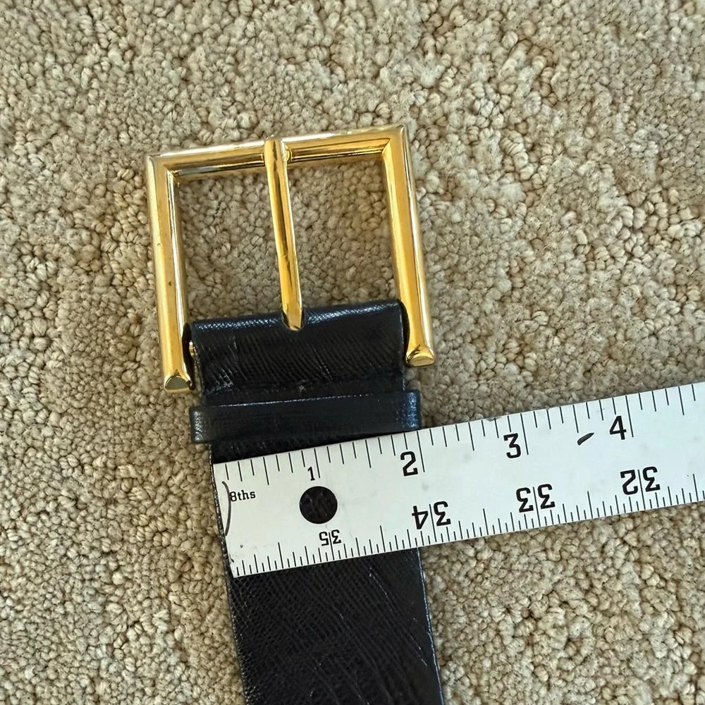 Vintage Lizard Leather Belt Black Gold Buckle Curved Waist Ralph Lauren Style - Picture 10 of 11